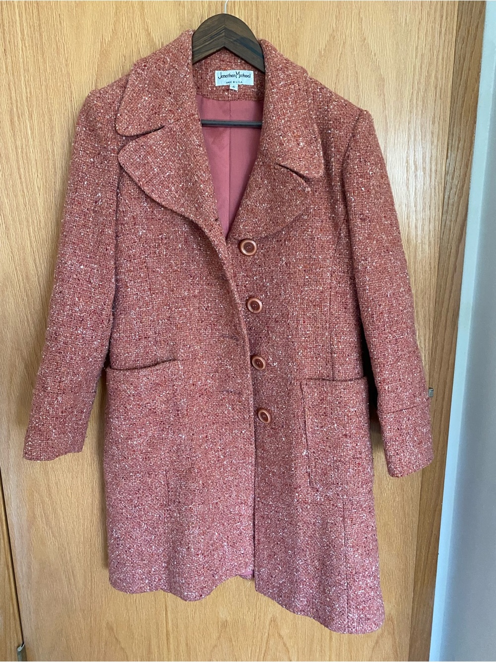 Vintage Jonathan Michael Rose Colored Tweed Coat